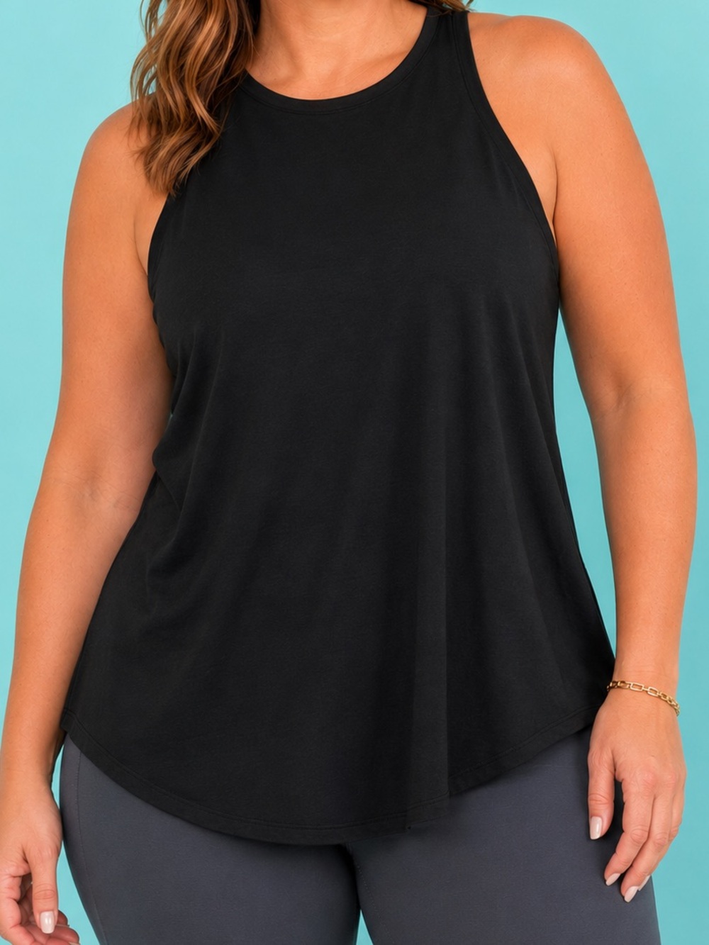 Athleta XL Black Racerback Workout Tank Soft Modal Blend Activewear